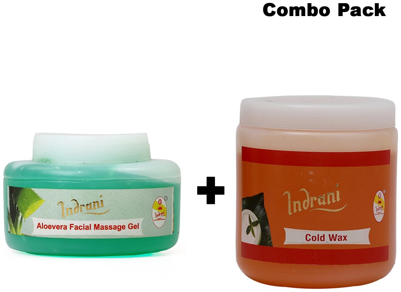 

Indrani Cold Wax 600 g Alovera Facial Massage Gel For Women 200 g