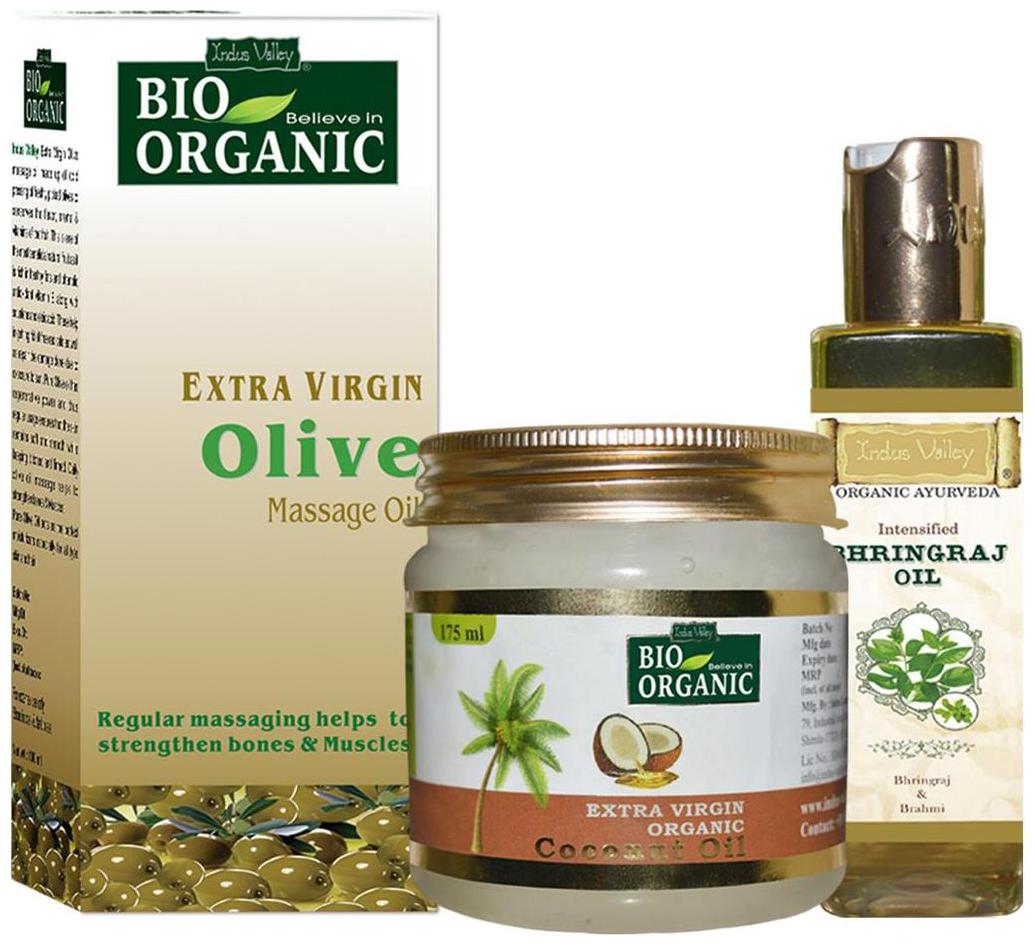 

Indus Valley Hair Care Kit For Hair Fall Treatment 375 ml - (Oilve Coconut Bhringraj Oil)
