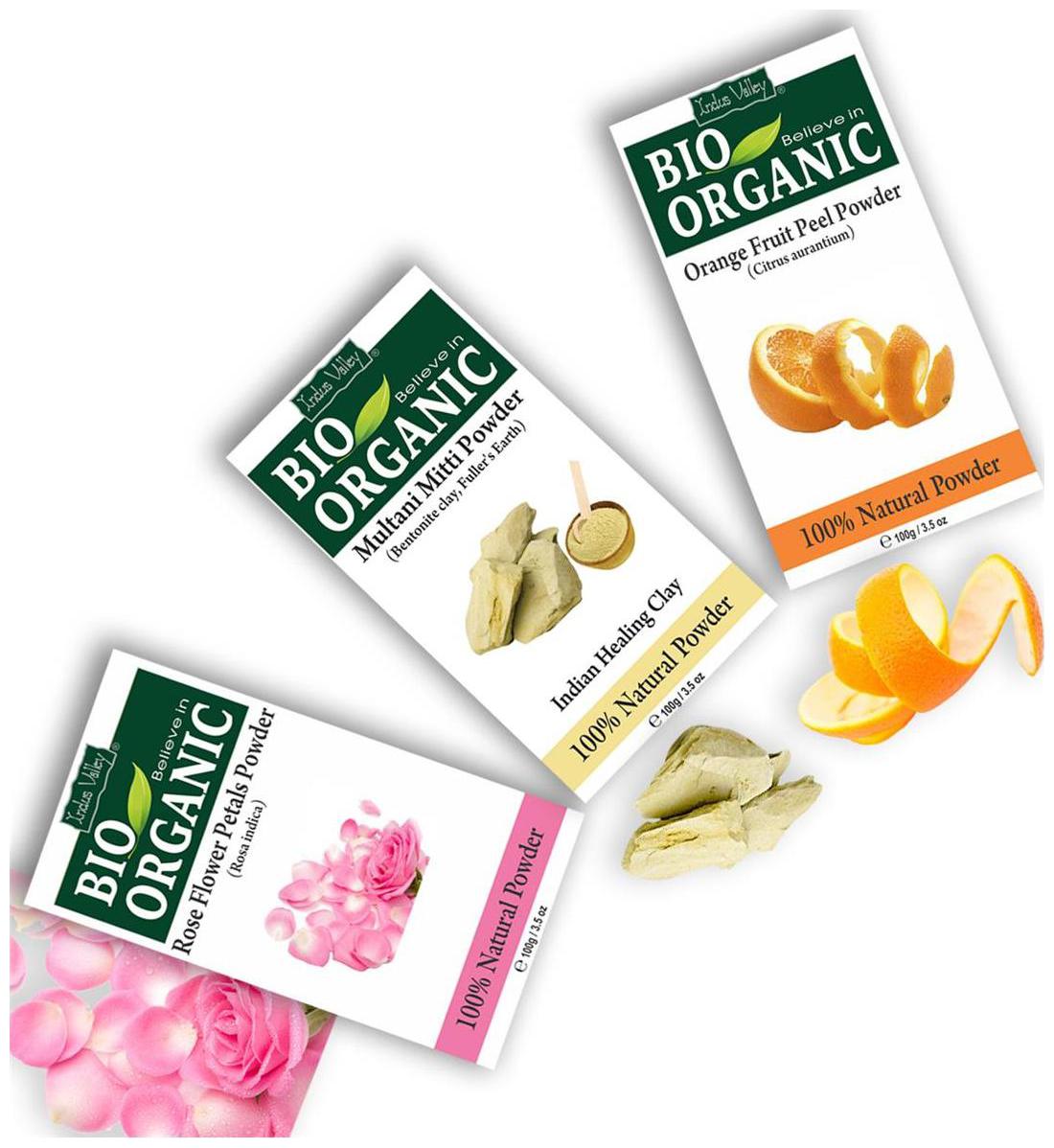 

Indus Valley Bio Organic Multani Mitti Orangepeel Rosepetal