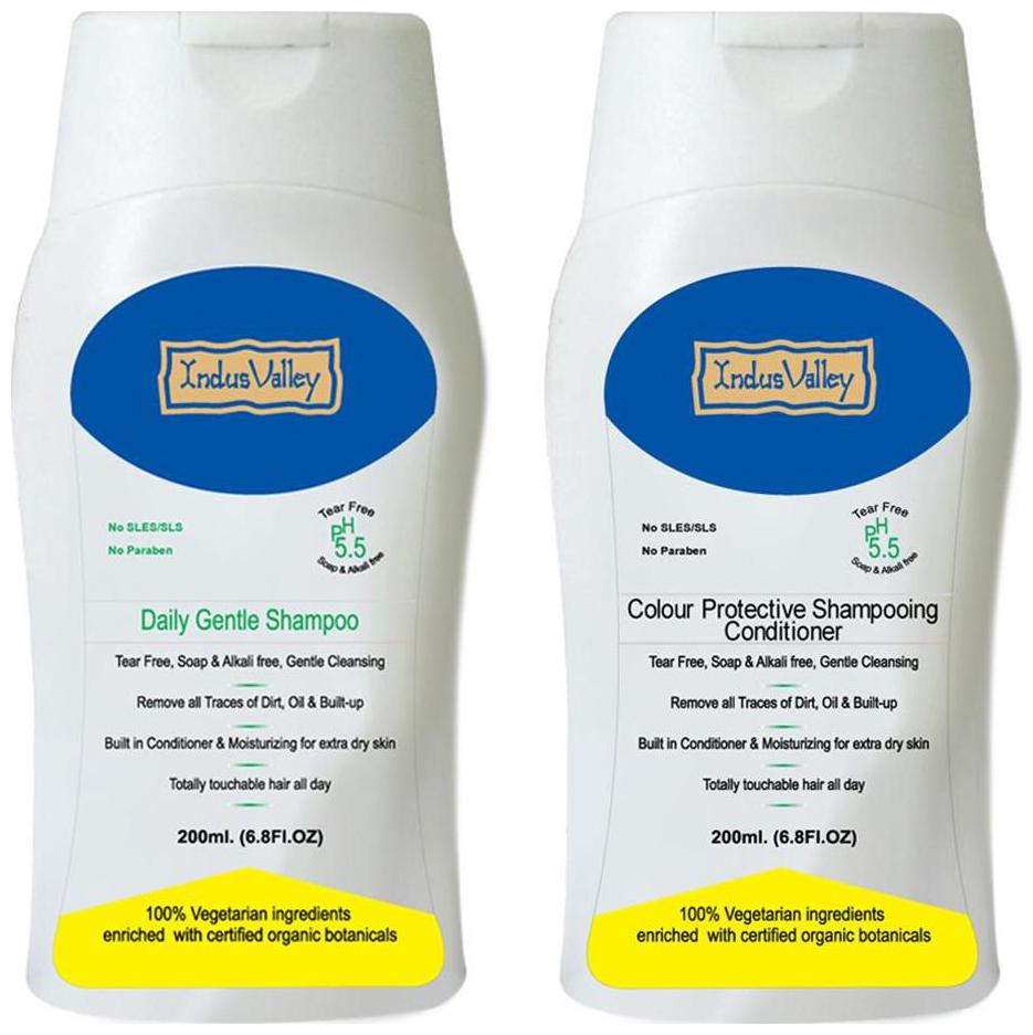 

Indus Valley 100 Paraben Free Daily Care Shampoo Colour Protective Shampoo Conditioner (Combo Pack)- Maintain Ph Balance From Scalp
