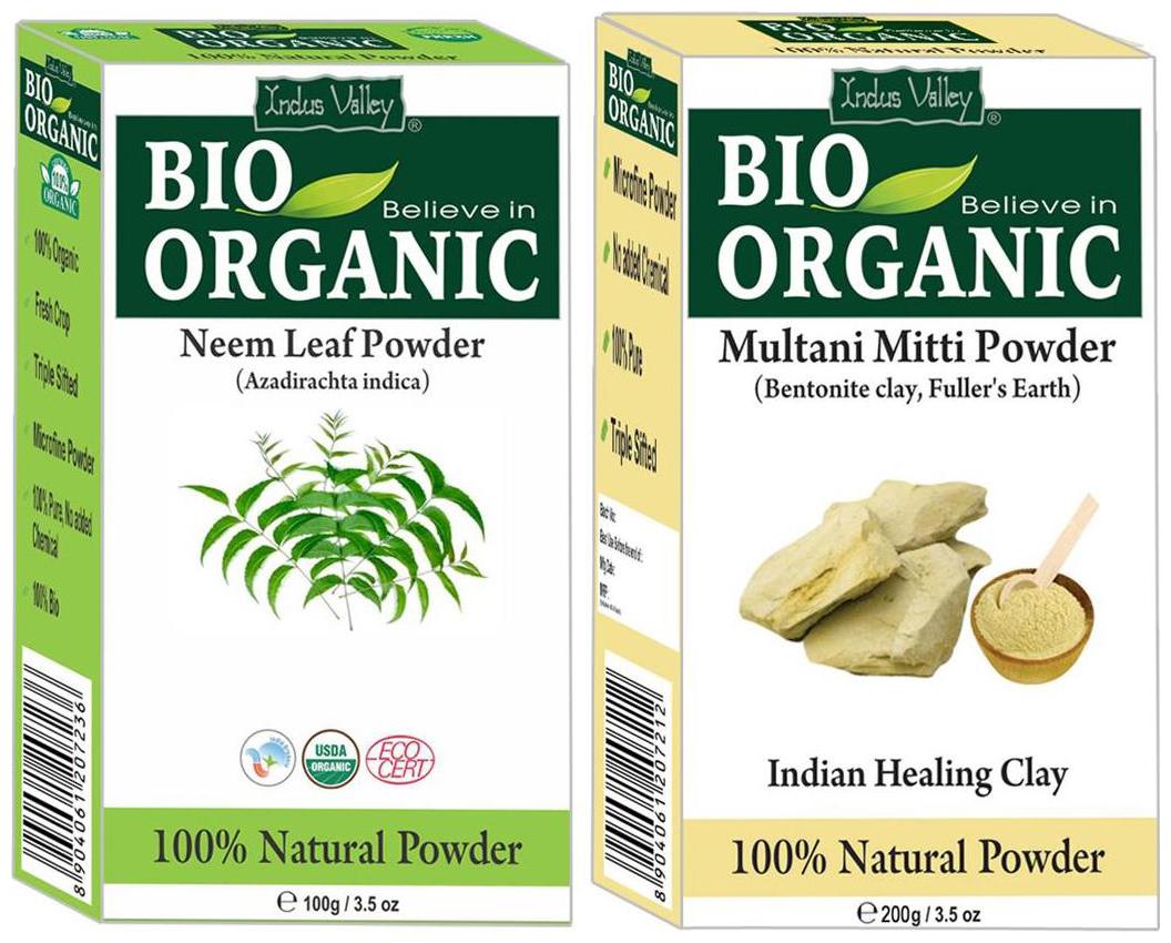 

Indus Valley 100 Organic Neem And Mutani Powder For Glowing Skin Set of 2