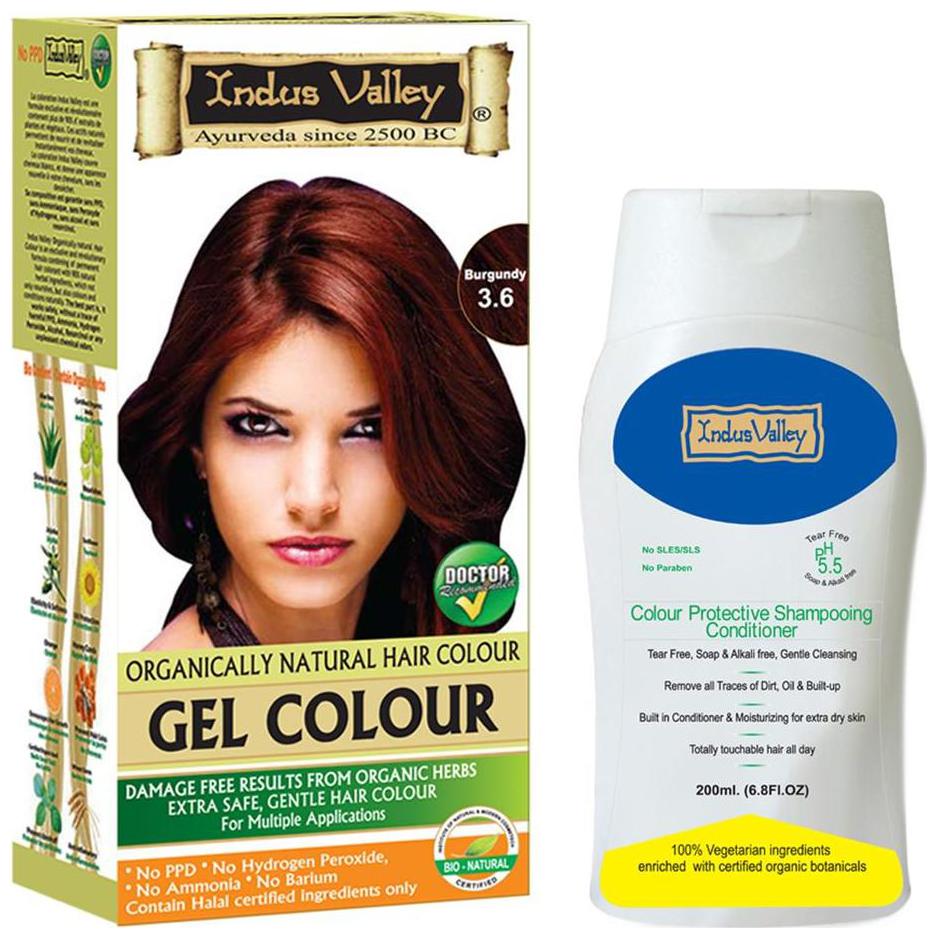 

Indus Valley Recommended By Dermatologist Burgundy 3 6 With Colour Protective Shampoo Bottle(200 ml )