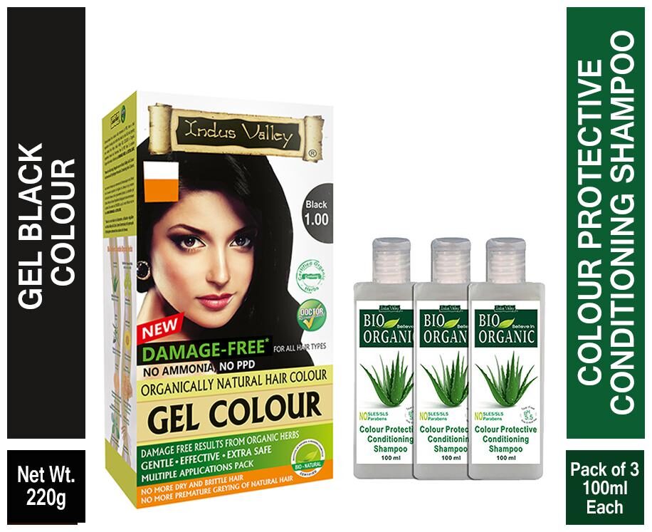 

Indus Valley Halal Black 1 0 3 Set of Bio Colour Protective Shampoo Pack of 4