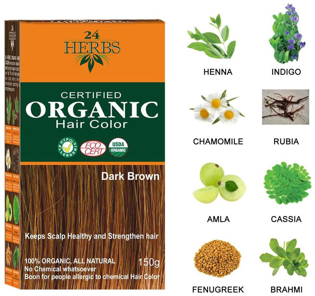 

Indus Valley 24 Herbs Natural Dark Brown Ppd Fre Hair Colour With Hair Eaze Spa And Bio Colour Protective Shampoo (Combo)