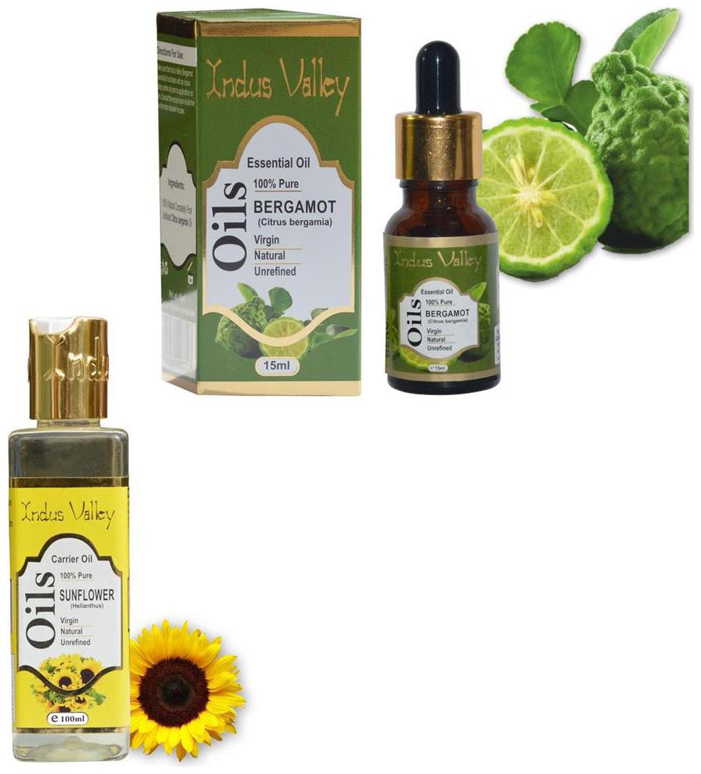 

Indus Valley Bergamot And Sunflower Oil For Good Oil Cleansing From Skin Face Hair - Combo Pack