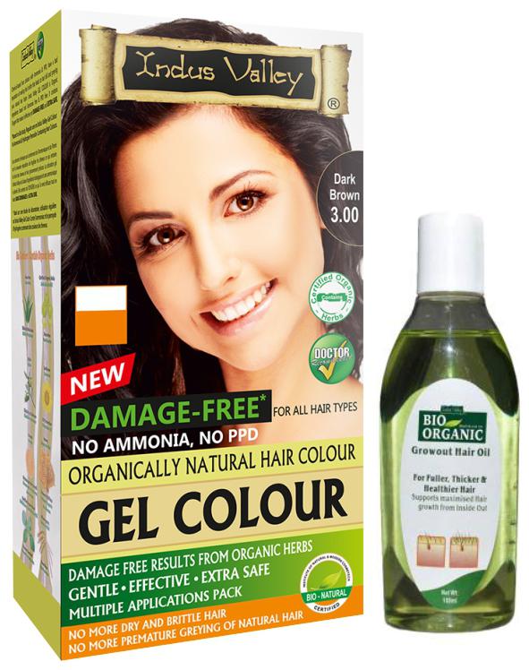 

Indus Valley Recommended By Dermatologist Gel Dark Brown With Growout Hair Oil (For Rebirth Hair) Combo Pack Set of 2