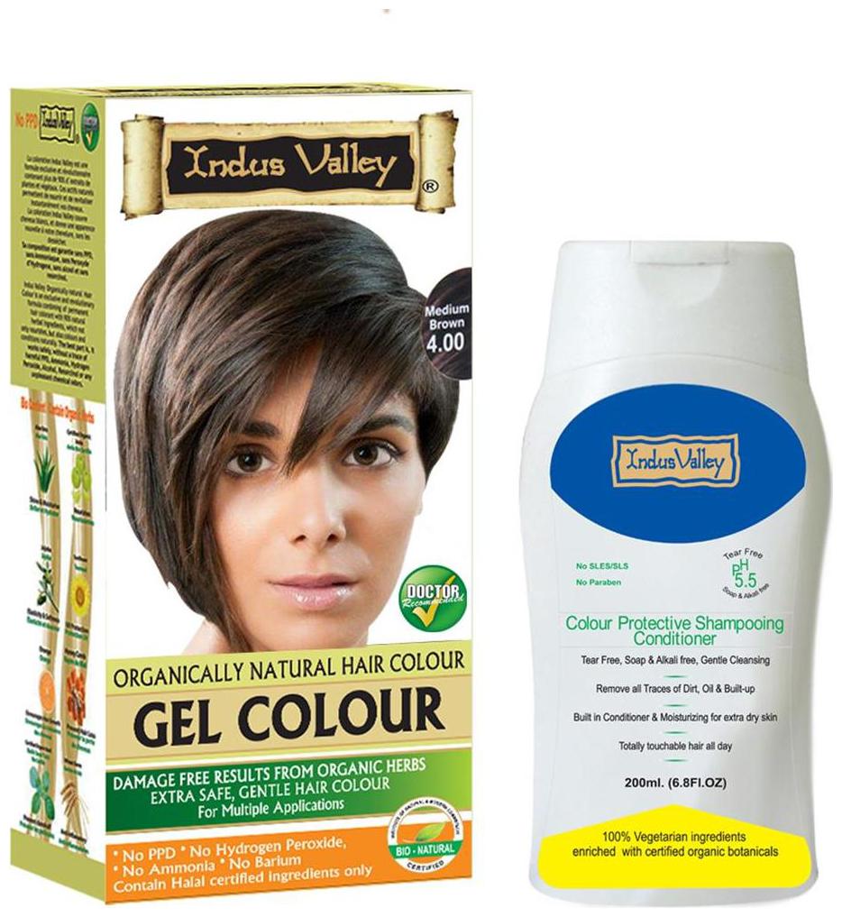 

Indus Valley Permanent Gel Medium Brown 4 00 Hair Colour With Cp Shampoo Bottle(200 ml)