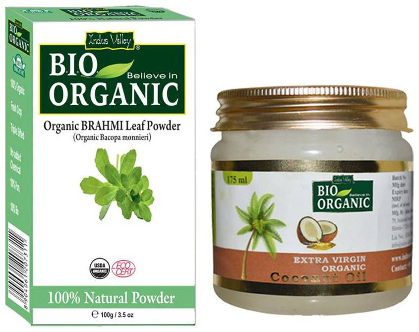 

Indus Valley Bio Organic Brahmi Powder And Coconut Oil For Nourish Hair Set of 2