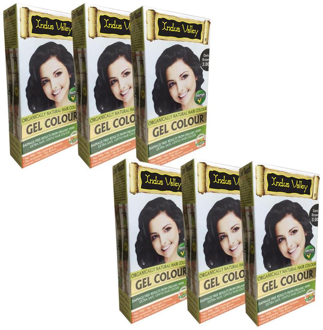 

Indus Valley Organically Natural Gel Dark Brown 3 00 - One Touch Pack (Set of 6) Halal Certified Hair Color