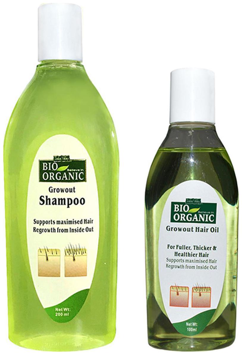 

Indus Valley Bio Organic Hair Regrowth Oil And Growout Shampoo Combo Pack (Pack of 2)