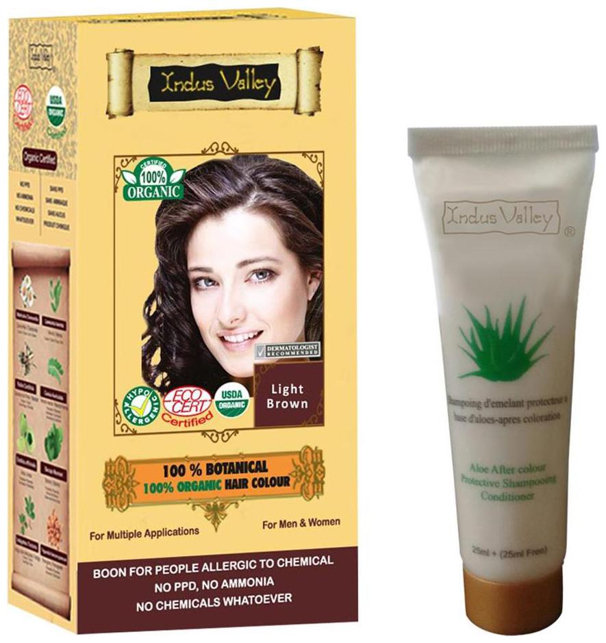 

Indus Valley 100 Botanical Hair Colour Light Brown With 50 ml Shampoo Free