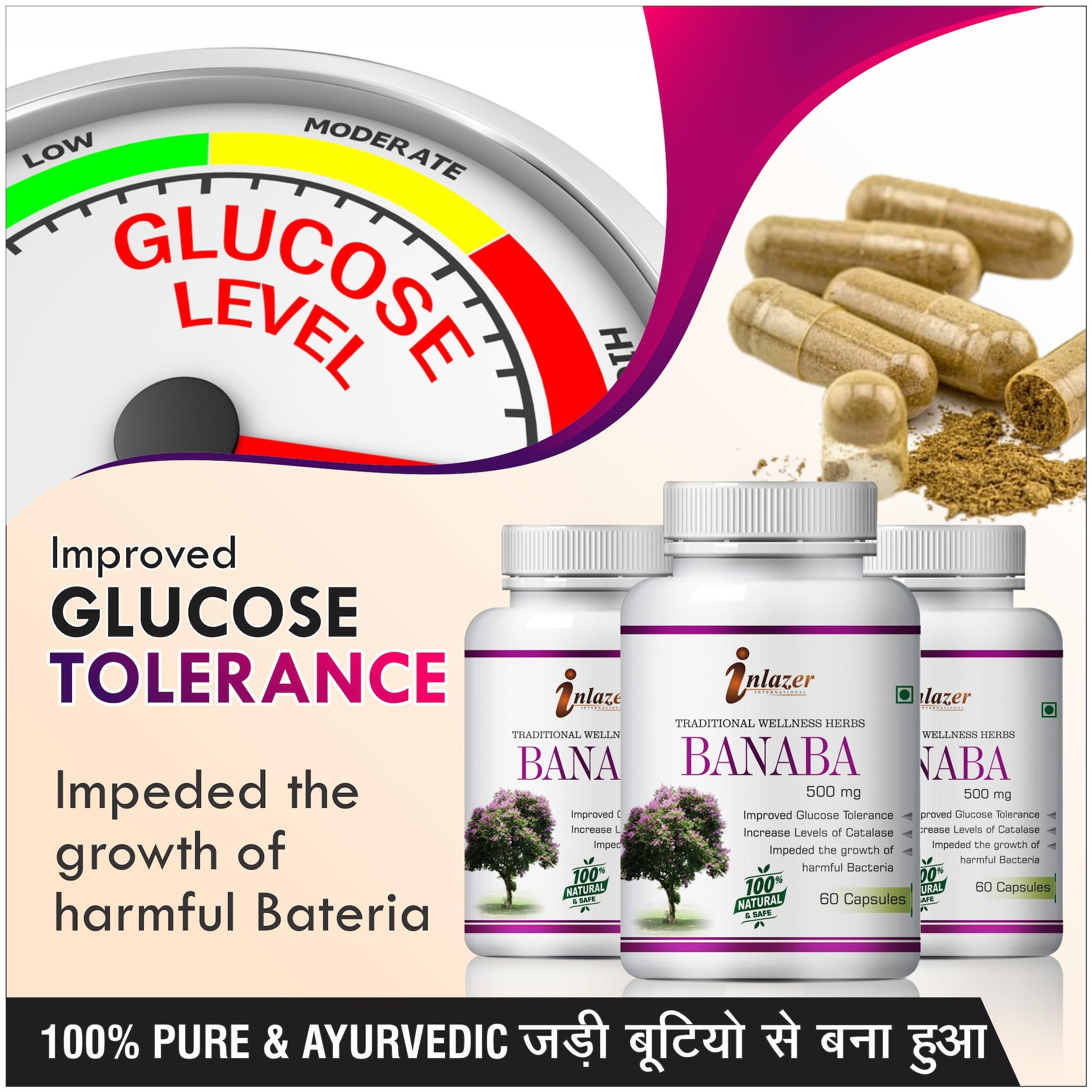

Inlazer Banaba Herbal Capsules For Urinary Tract Infections 500mg 100 Ayurvedic