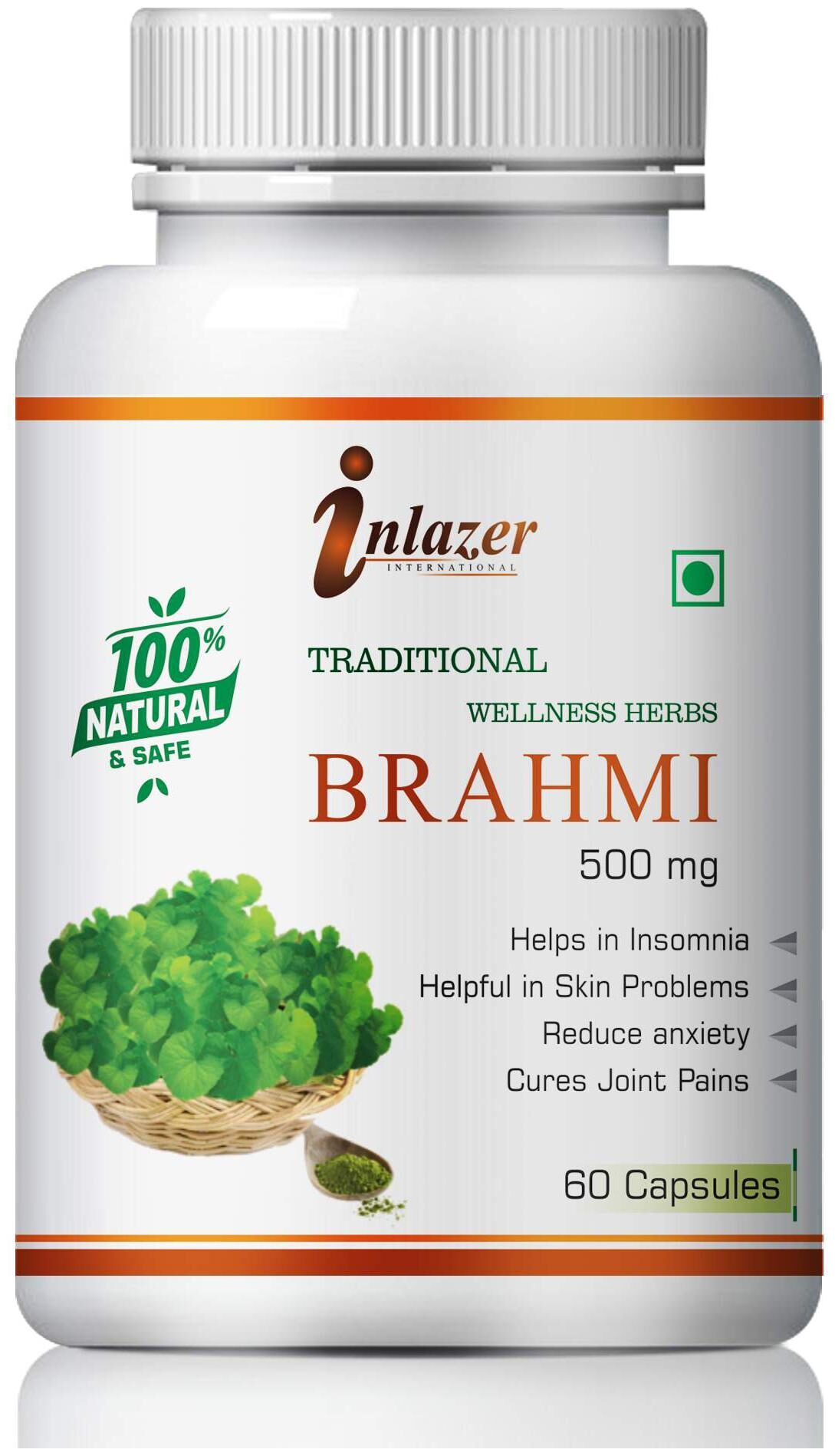 

Inlazer Brahmi For Reduce Stress Boost Memory 100 Ayurvedic Pack of 1 (60 Capsules)
