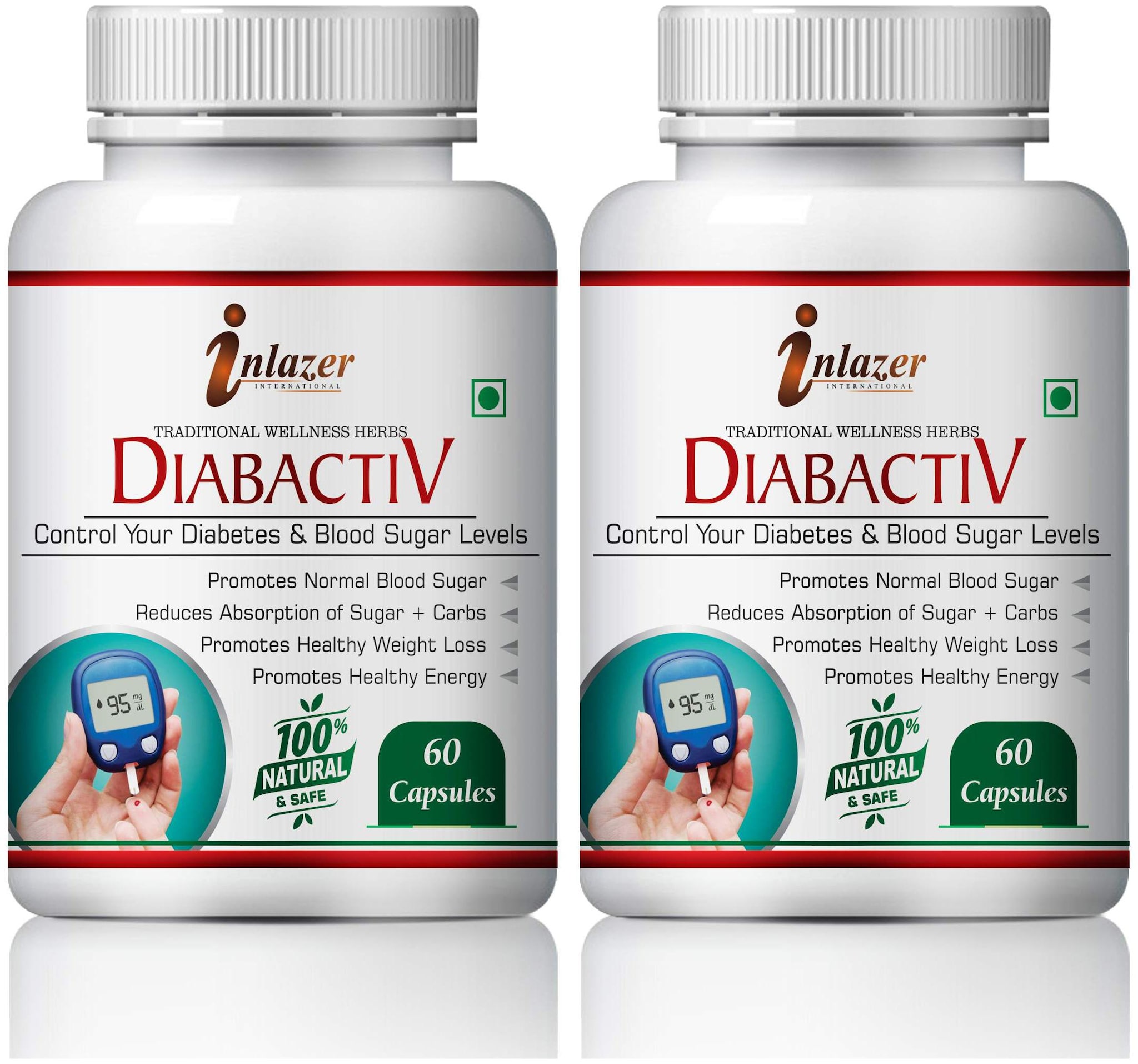 

Inlazer Diabactive For Control your diabetes blood sugar levels 100 Ayurvedic Pack Of 2 (120 Capsules)