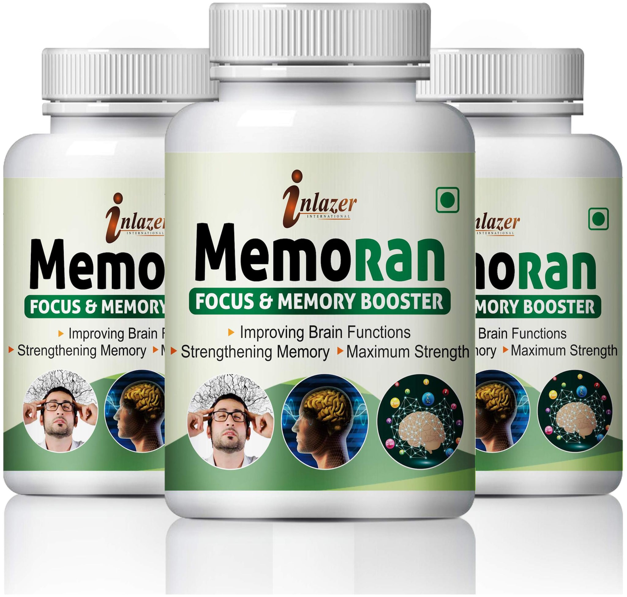 

Inlazer Memoran for Improve Memory concentration Memory Power 100 Ayurvedic Pack of 3 (180 Capsules)