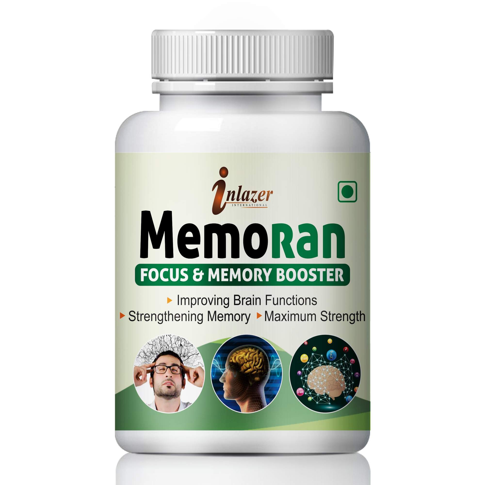 

Inlazer Memoran for Improve Memory concentration Memory Power 100 Ayurvedic Pack of 1 (60 Capsules)