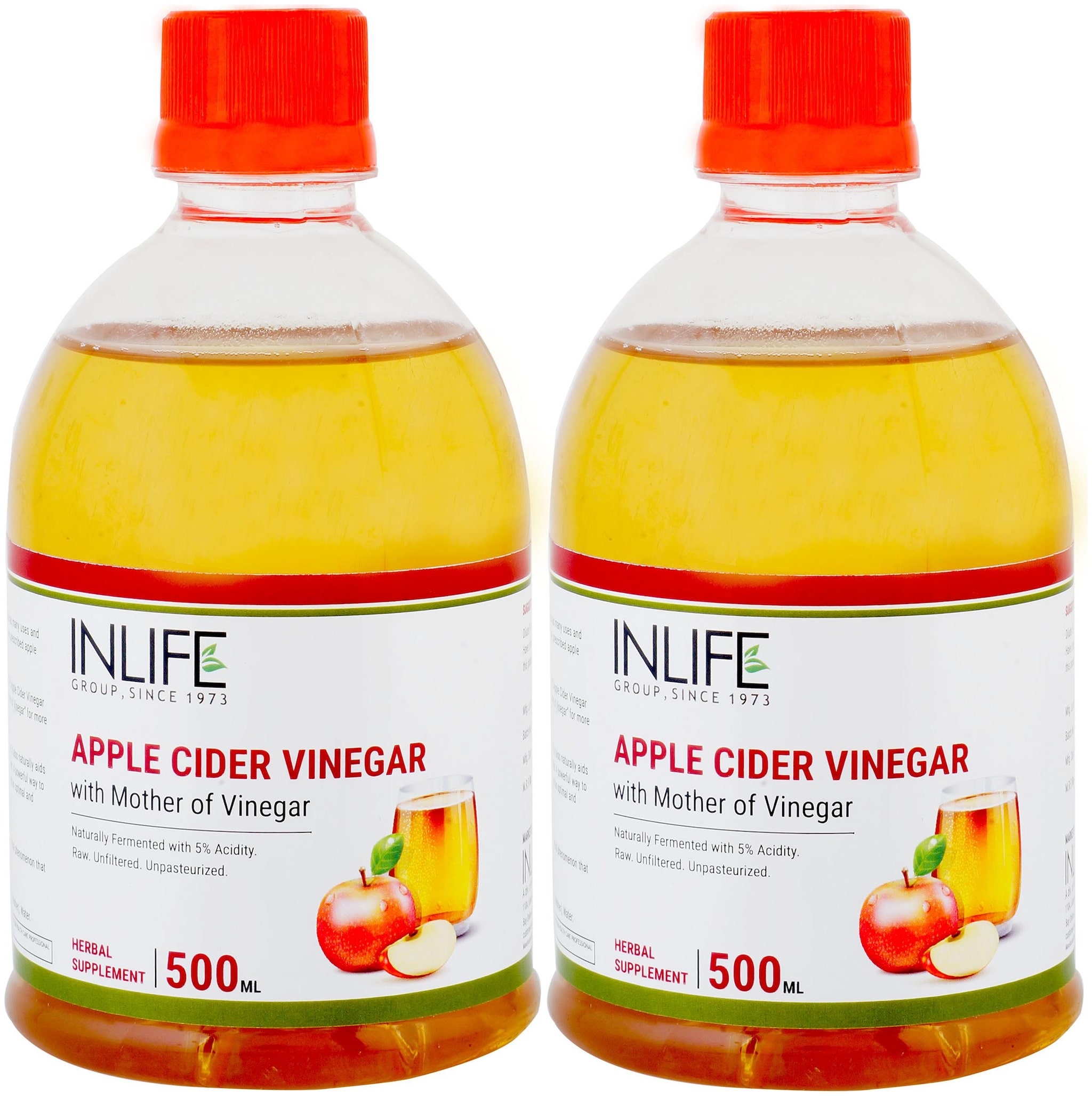 

INLIFE Apple Cider Vinegar with Mother Vinegar (Pack of 2 500ml each)