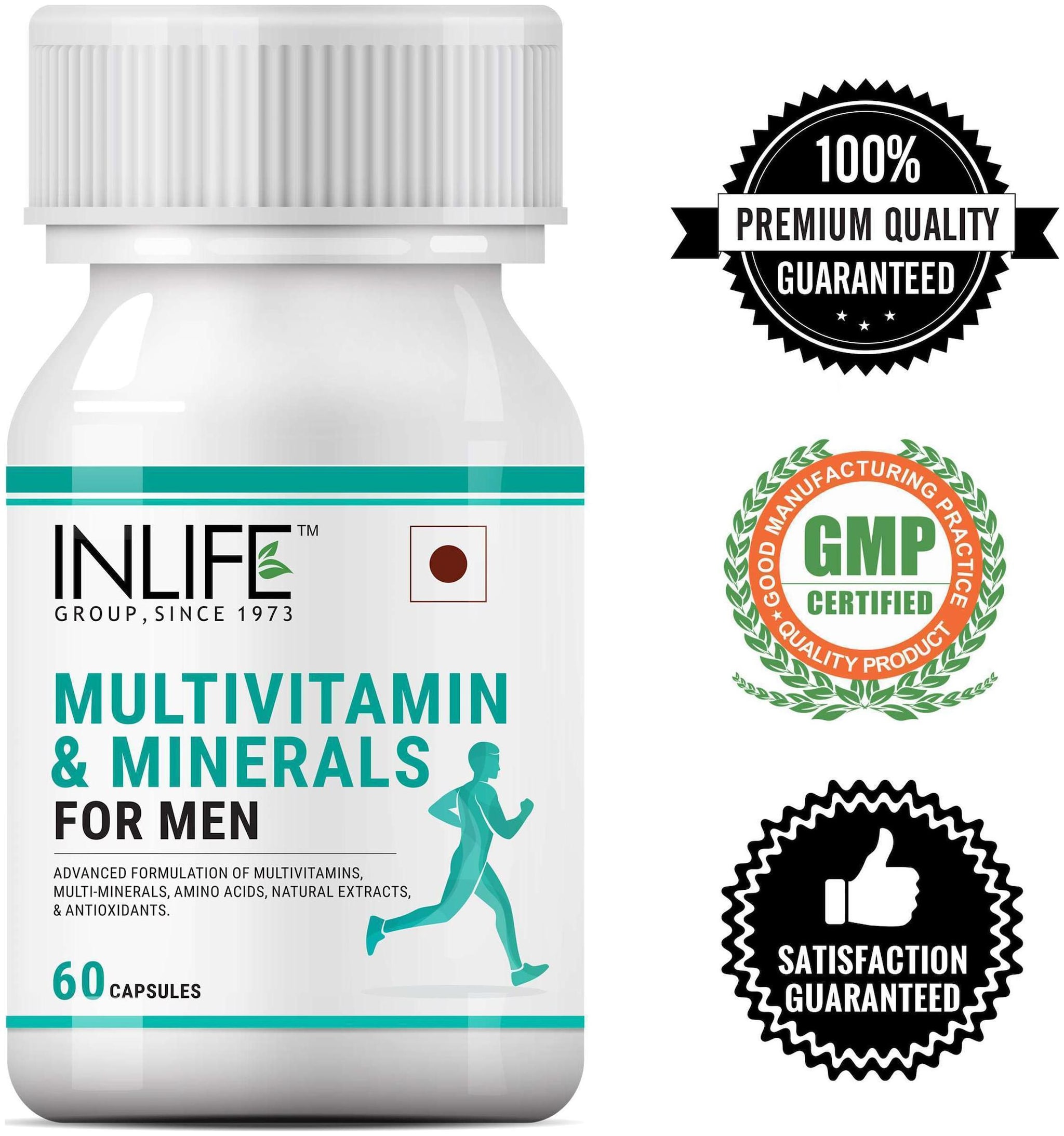 

Inlife Multivitamin Minerals Amino Acids Antioxidants with Ginseng Extract for Men Daily Formula Vitamins Supplement - 60 Capsules