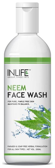 

Inlife Natural Neem Face Wash 200 ml Soap Paraben Free For Acne Black Spots