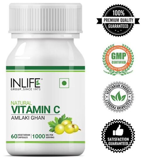

INLIFE Natural Vitamin C Amla Extract for Immunity for Men Women Supplement 1000mg - 60 Vegetarian Capsules
