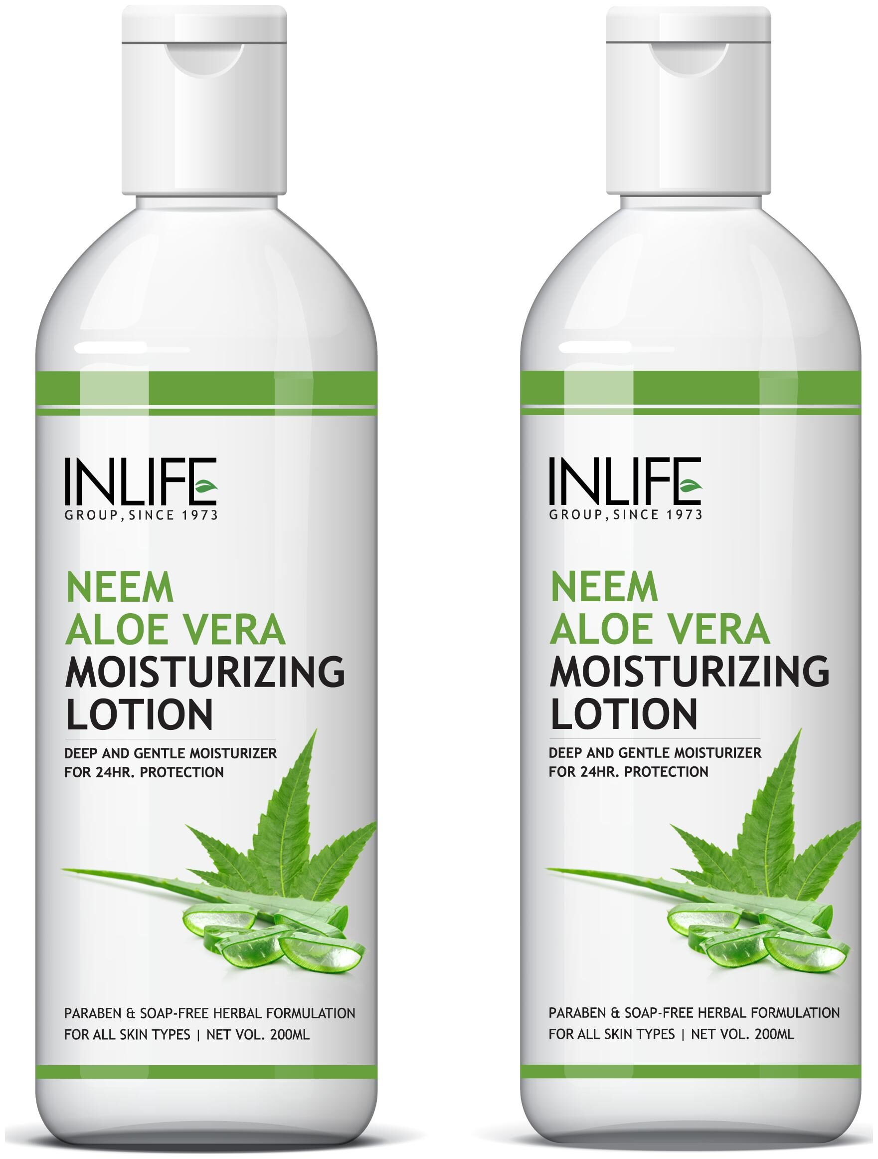 

INLIFE Natural Aloe Vera Neem Moisturizing Face Lotion 200 ml each (Pack of 2)