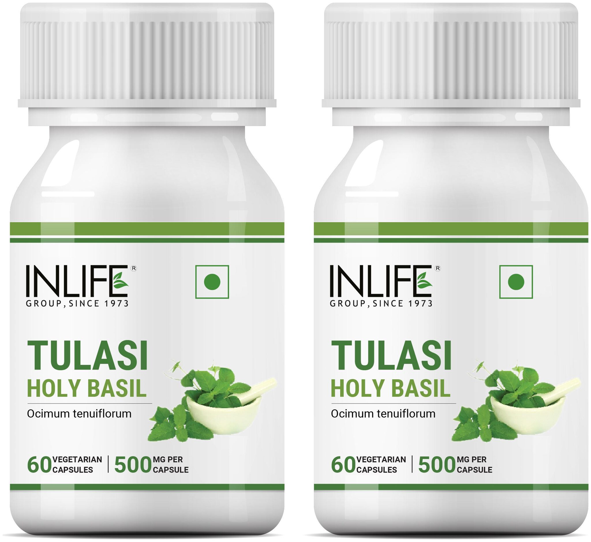 

Inlife Tulsi Extract Holy Basil Supplement 500 mg 60 Vegetarian Capsules (Pack of 2)