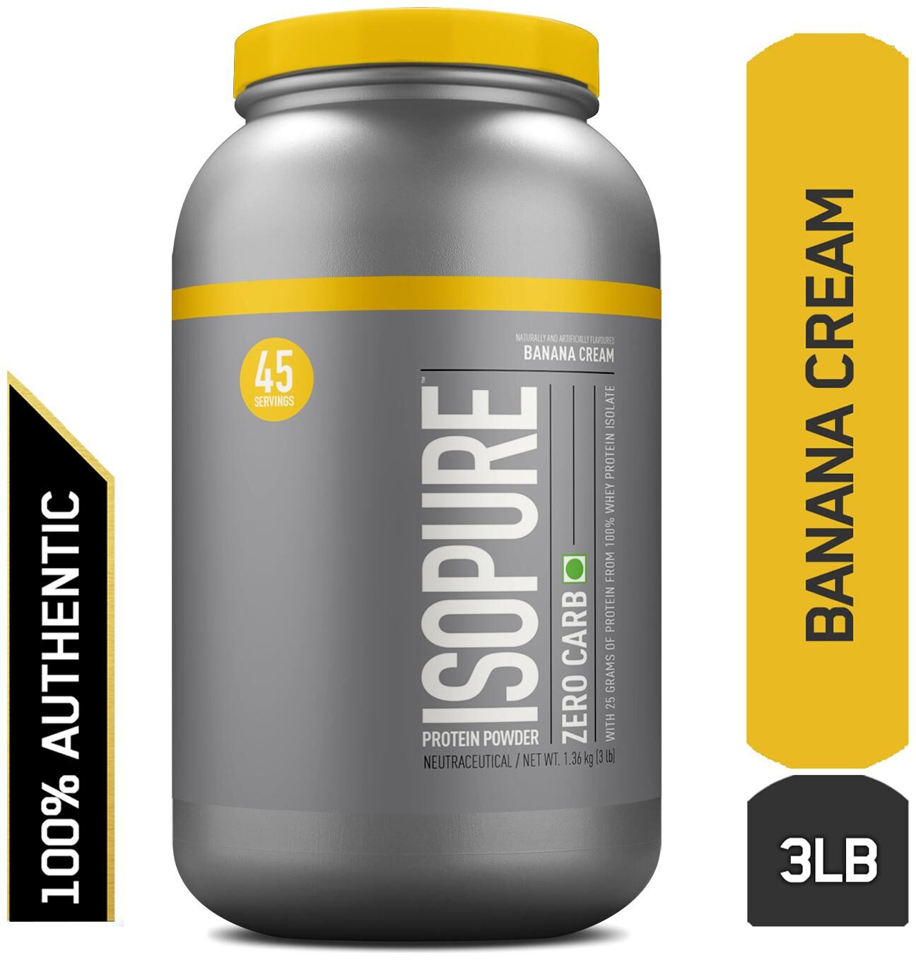 

Isopure Zero Carb 100 Whey Protein Isolate Powder - 1 36 kg (3 lb) (Banana Cream)