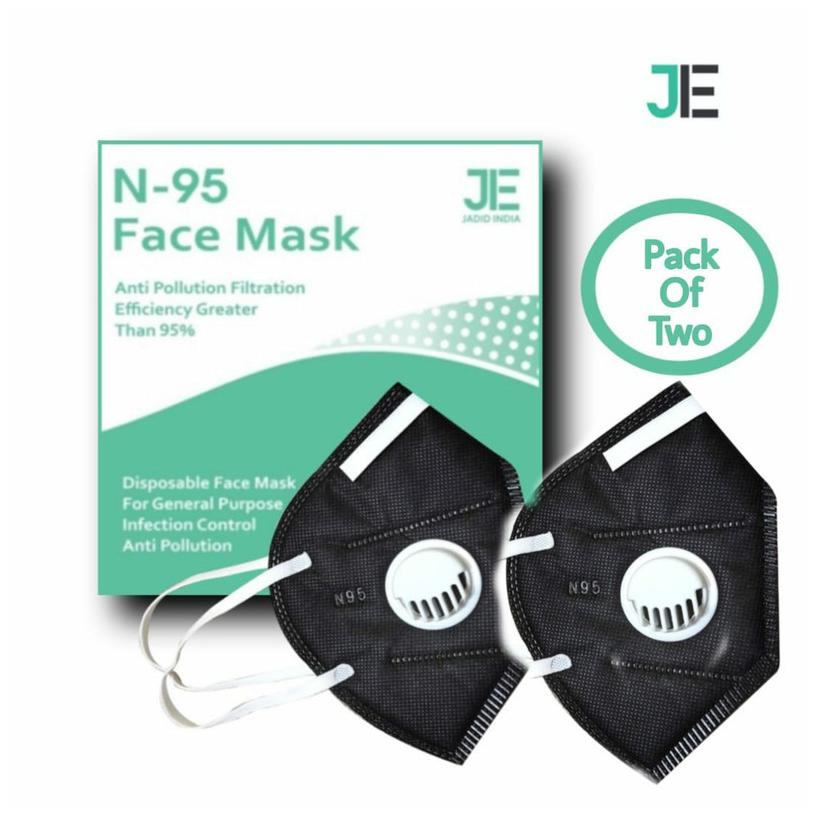 

JADID INDIA N95 Black ANTI POLLUTION FACE MASK (PACK OF 2)