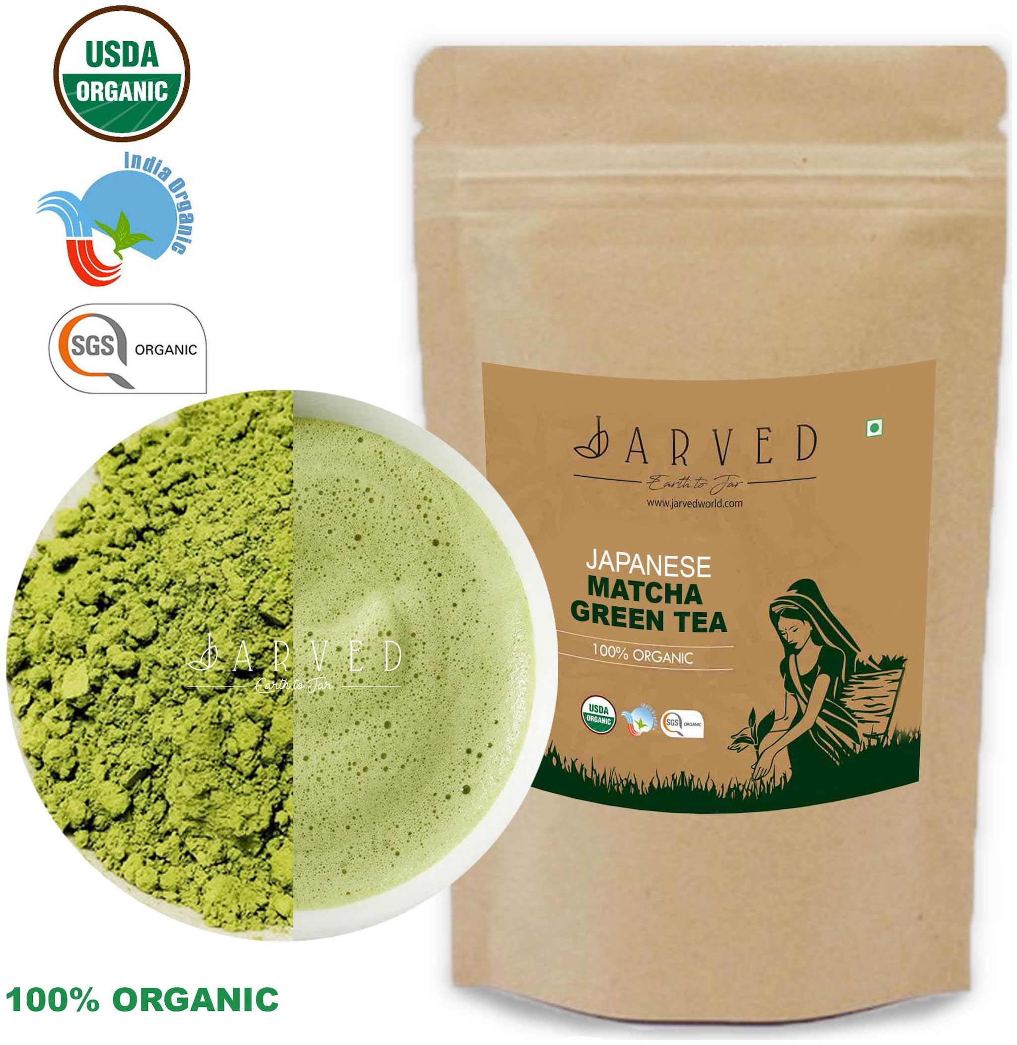 

Jarved 100 Pure Japanese Matcha Green Tea Powder 1 Month Slimming and Detox Full of Antioxidants 50g (Pack of 1)