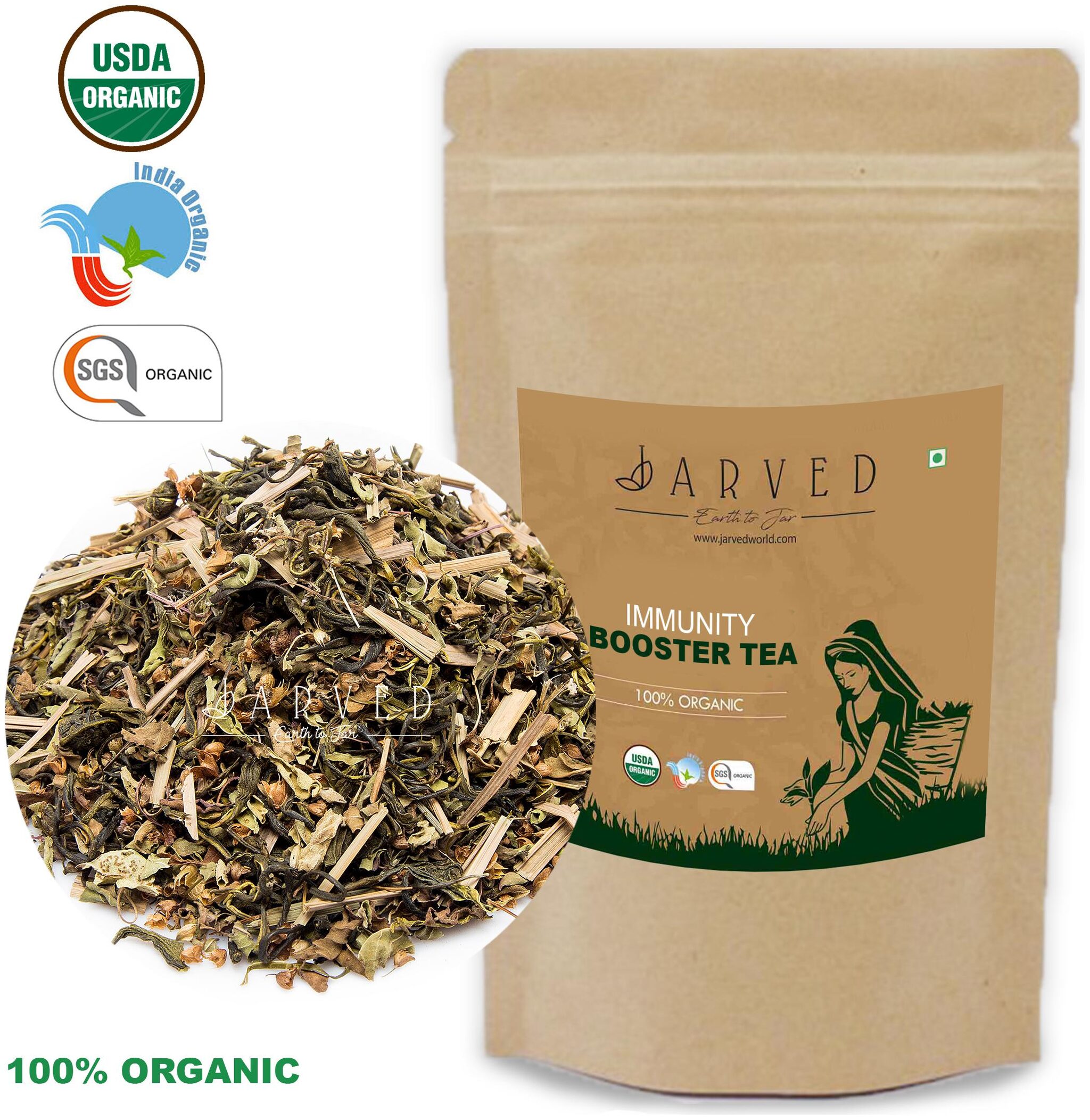 

Jarved Immunity Booster Tea Lemongrass Tulsi and Green Tea 50g (Pack of 1)