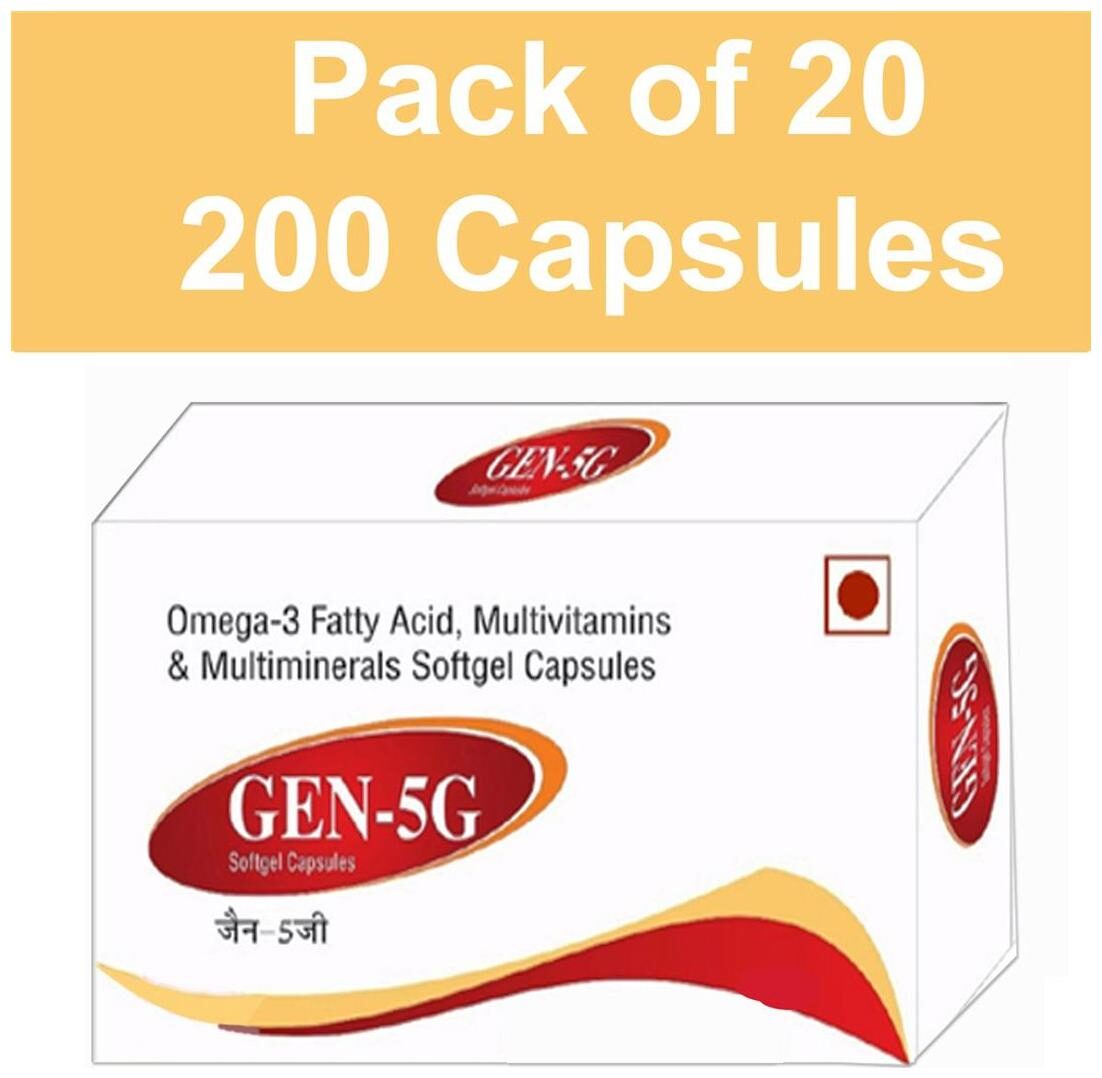 

Jeneka Gen-5G Omega-3 Fatty Acids(EPA DHA) Green Tea Extract Grape Seed Extract Ginkgo Biloba Ginseng Antioxidant Multivitamin and Multimineral Supplement - blister pack of 20 200 Softgel Capsules