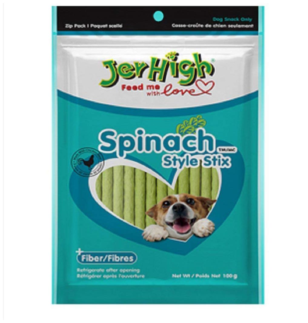 

JerHigh Spinach Stix Fibres and Dog Treat (100g) - Pack of 4
