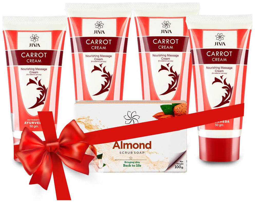 

Jiva Carrot Cream (50g) Pack of 4 Free Almond Soap Single