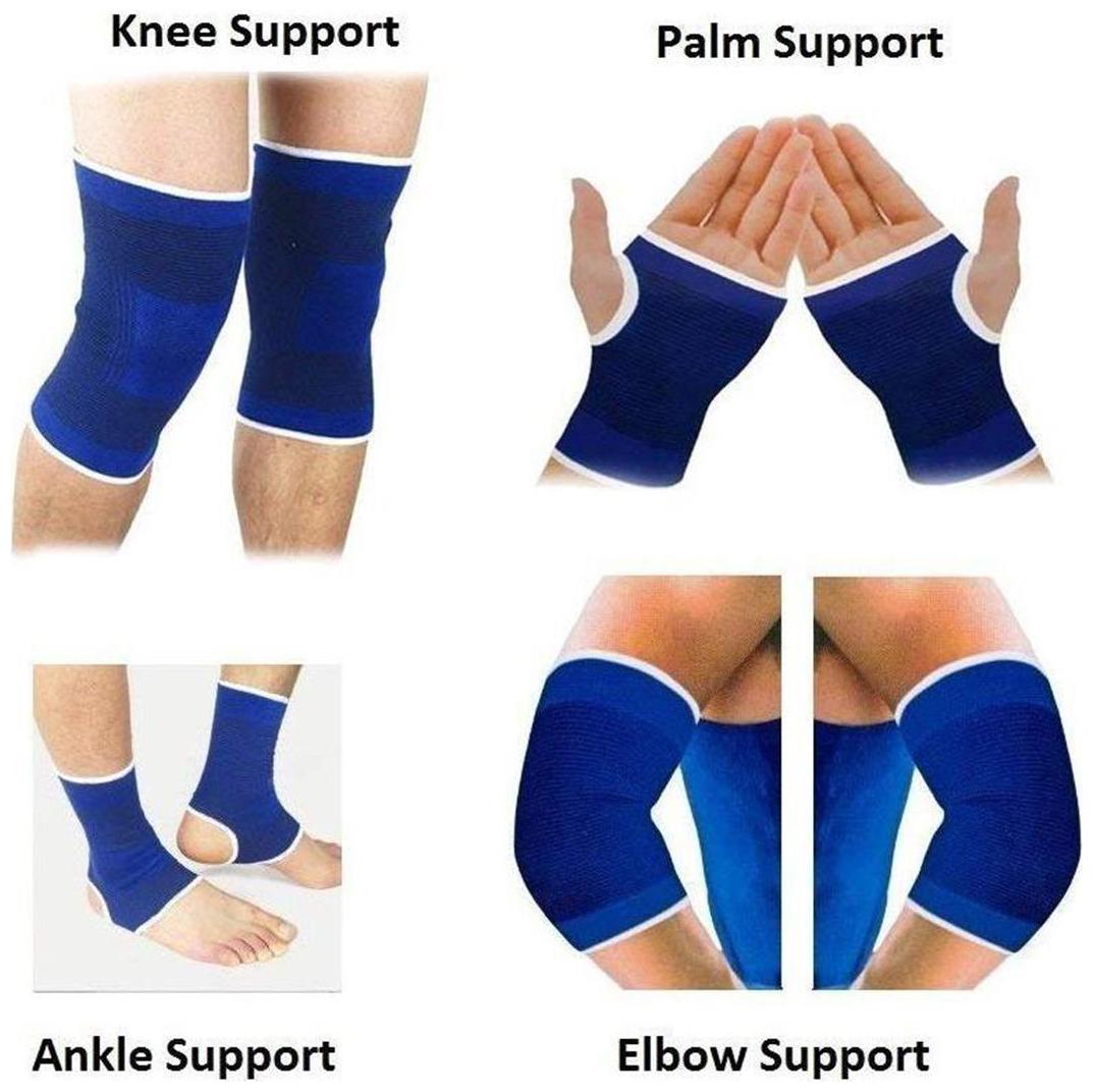 

JMO27Deals Combo of Ankle Palm Knee Elbow Support Guard Braces (Blue Free Size)
