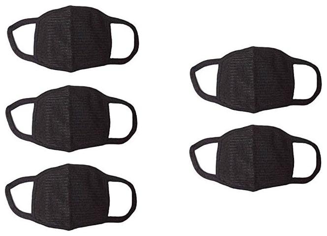 

John Richard Face mask for dust pollution for men women kids bike bikers air anti pollution dustproof mask washable reusable Black (Pack of 5)