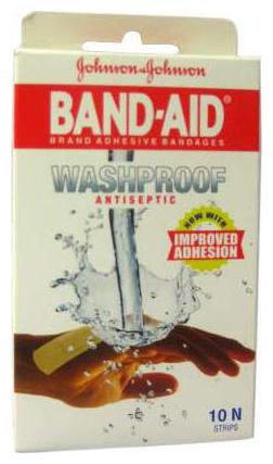 

Johnson Johnson Aid Washproof Antiseptic Adhesive Band Aid (Set of 10 Strips)