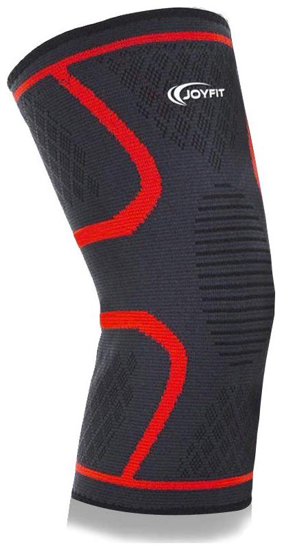 

JoyFit - Knee Sleeve 1 pc Running Support Sports Basketball Badminton Jogging Gym Workout Arthritis (Small Black Red)