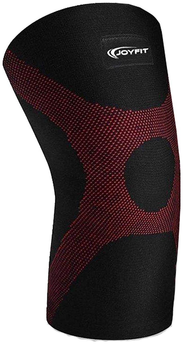 

Joyfit - Support Sleeve for Knee Cap Pain Running Gym Sports for Men Women (Single Pc) Red (Small)