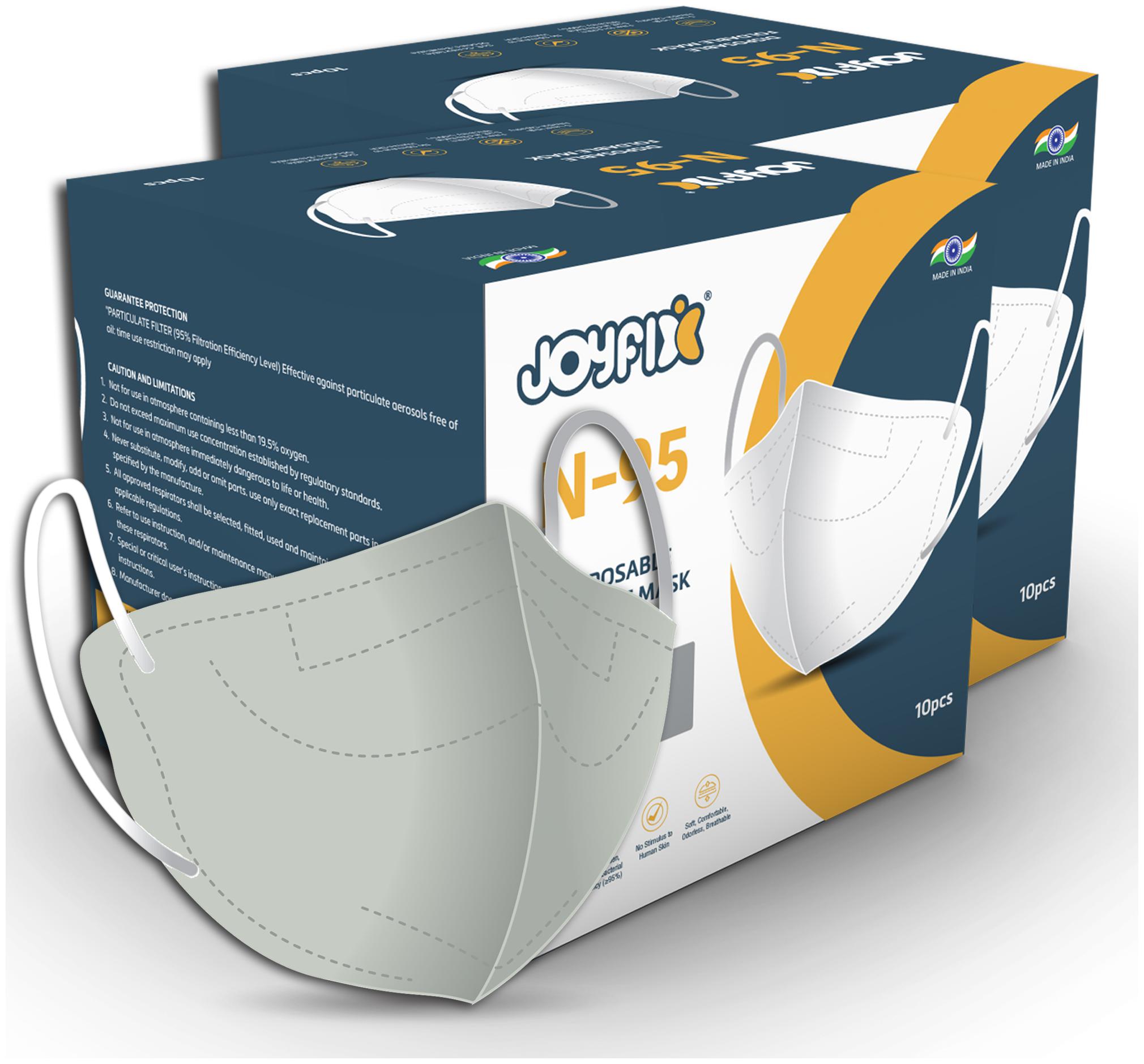 

JOYFIX N95 Disposable Foldable Mask 10 pcs Grey (Pack Of 2)