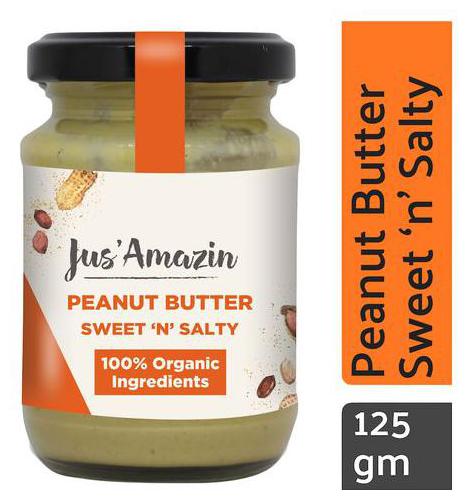 

Jus Amazin Organic Peanut Butter - Sweet Salty High Protein Vegan 125 g