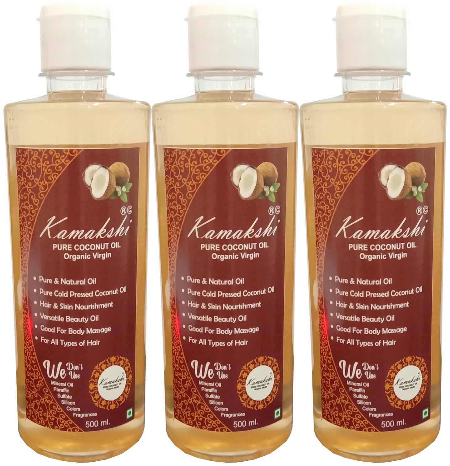 

Kamakshi Organic Cold Pressed Coconut Oil 500 ml (Pack of 3)