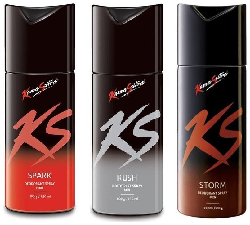 

Kamasutra Spark Rush Storm Deo Sprays - 150 ml Each (Pack of 3)