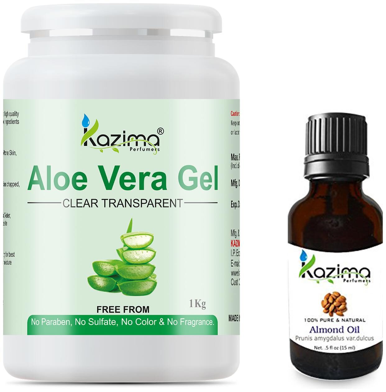 

Kazima Aloe Vera Gel Raw (1 kg) And Almond Oil (15 ml)