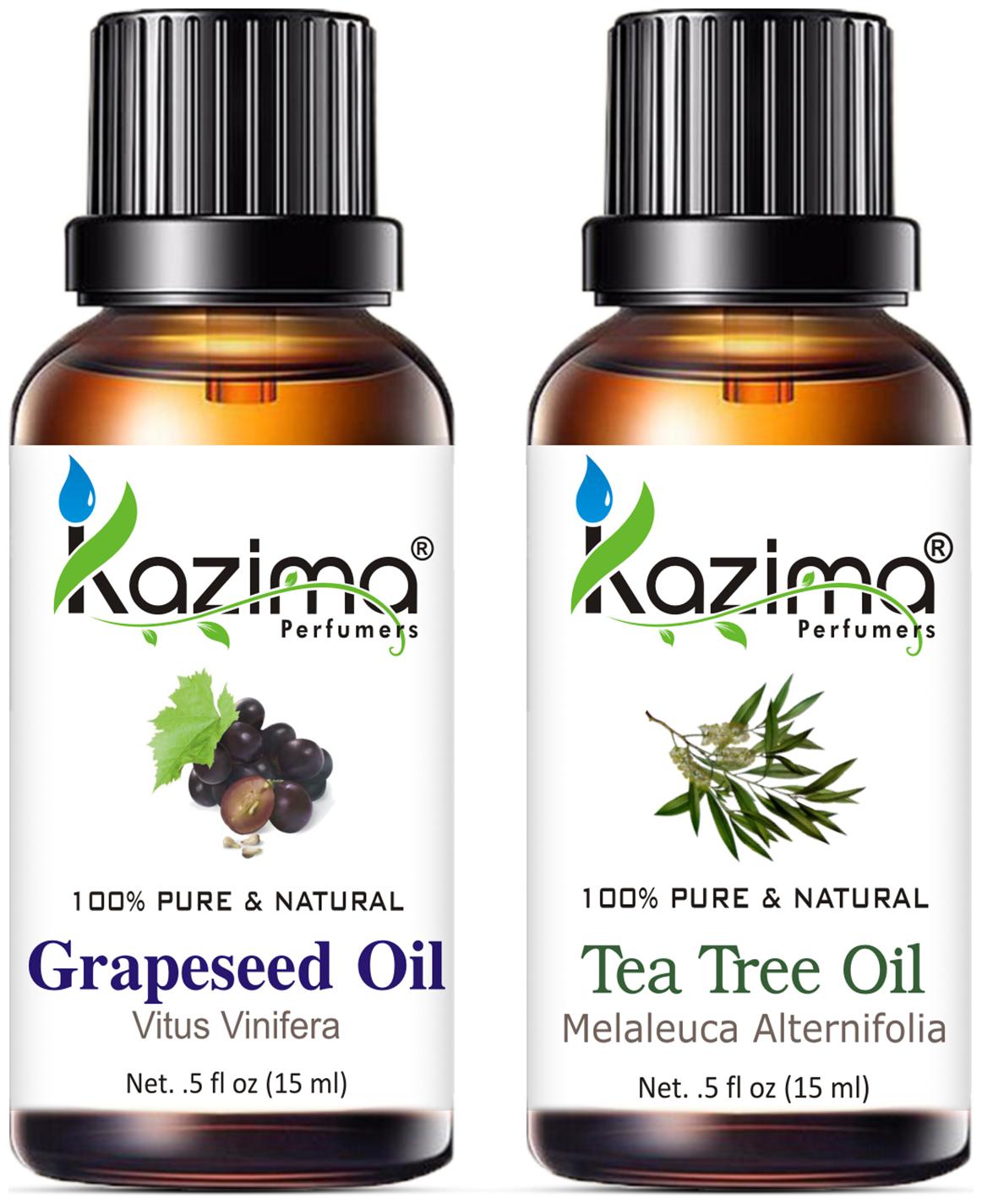 

Kazima Combo Of Grape Seed Oil And Tea Tree Oil 15 ml (Pack of 2)