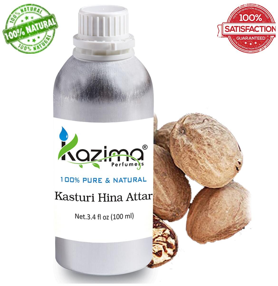 

KAZIMA Kasturi Hina Attar Perfume (100 ml) - Pure Natural Undiluted