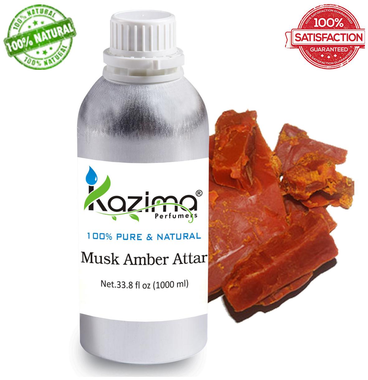 

KAZIMA Musk Amber Attar Perfume For Unisex (1 L) - Pure Natural Undiluted (Non-Alcoholic)