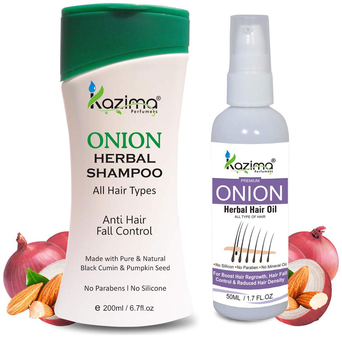 

Kazima Onion Herbal Hair Oil 50 ml and Onion Herbal Shampoo 200 ml (Pack of 2)