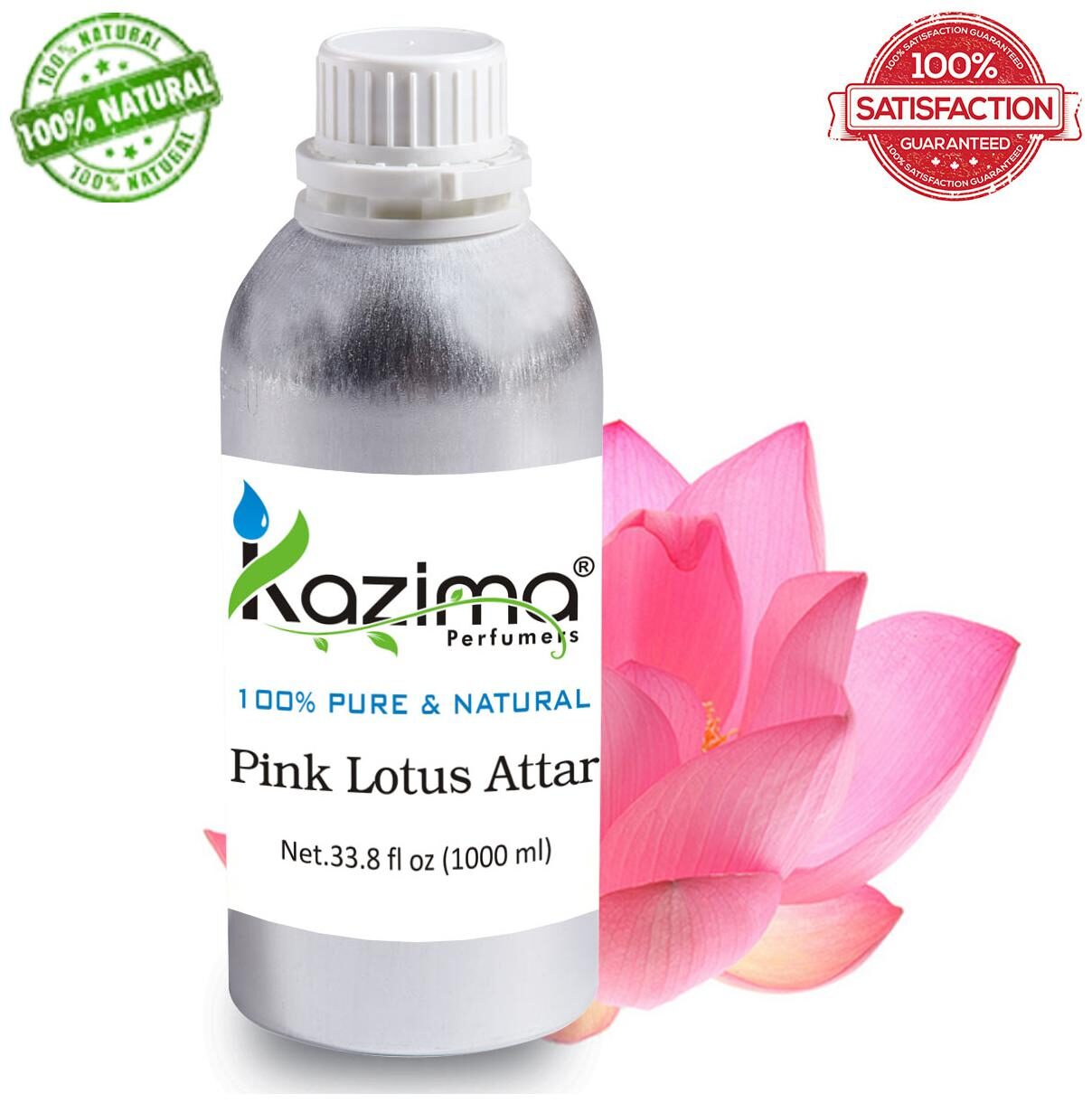 

KAZIMA Pink Lotus Attar Perfume For Unisex (1 L) - Pure Natural Undiluted
