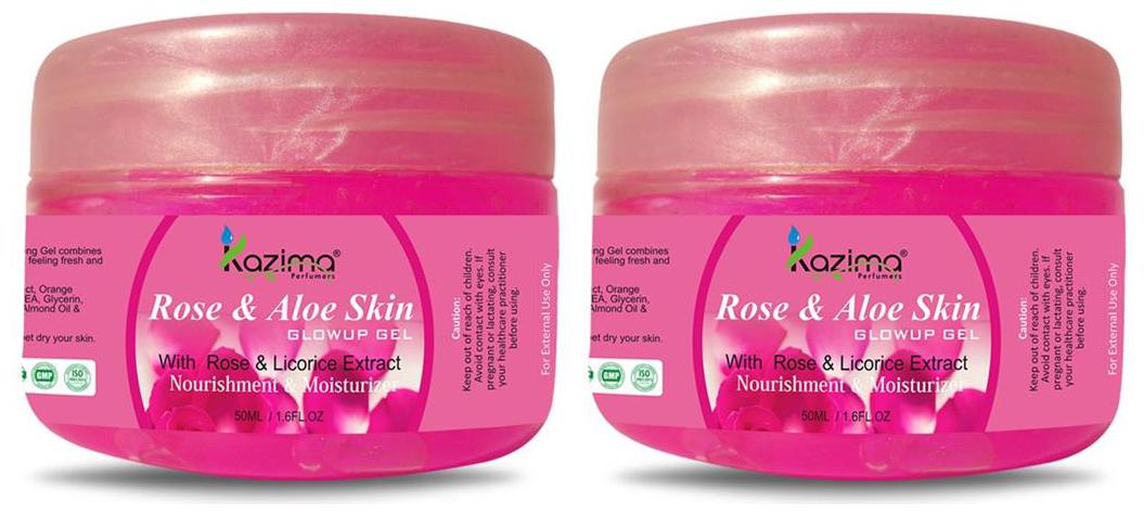 

KAZIMA Rose Aloe Skin GLOWUP GEL With Rose Licorice Extract (50 ml Pack of 2) For Nourishment Moisturizer