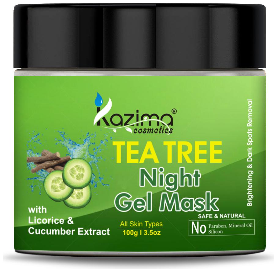 

KAZIMA Tea Tree Night Gel Mask with Cucumber Licorice Extract for Skin Brightening Dark Spot Removal (100 g)